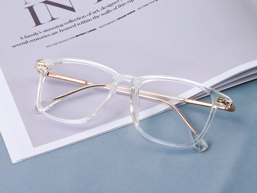 Nellie - Rectangle Clear Glasses For Men & Women