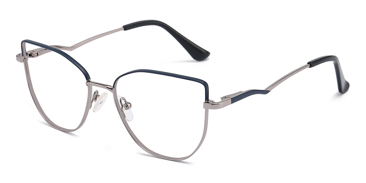 Silver - Cat eye Glasses - Amyra