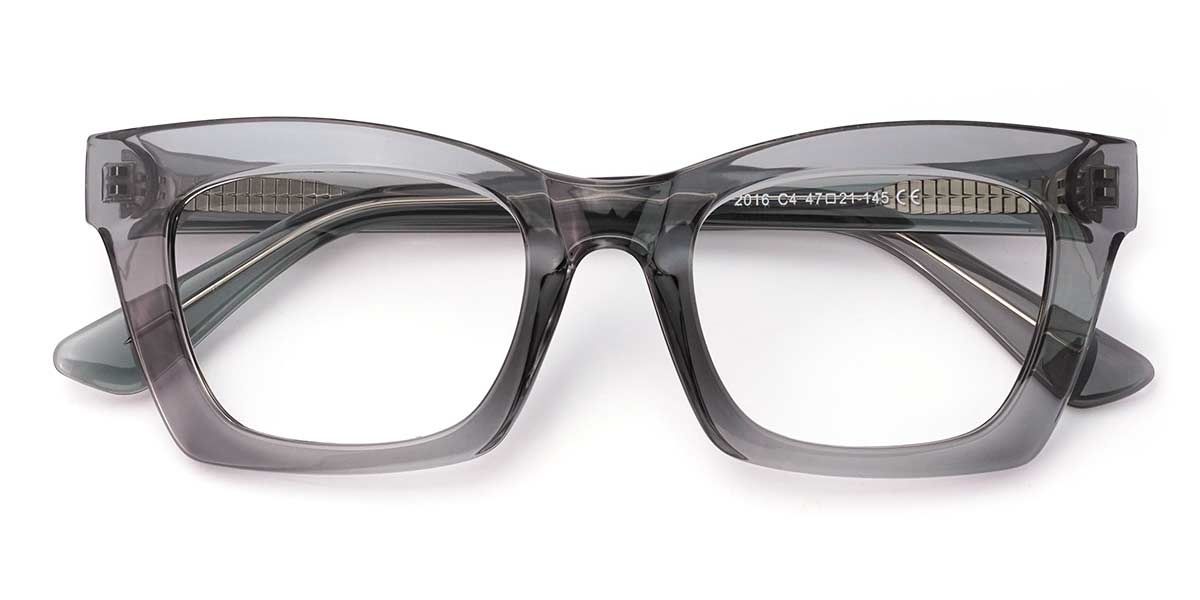 Grey - Rectangle Glasses - Laelia