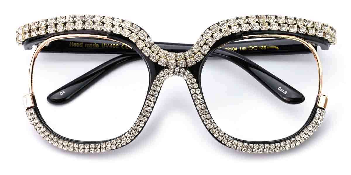 Black White Diamond Roisin - Square Glasses