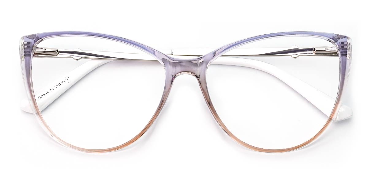 Blue Brown - Cat eye Glasses - Caius