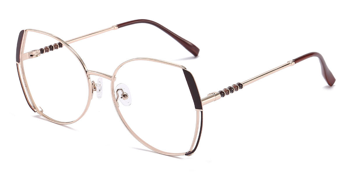 Rose Gold Brown Jianna - Oval Glasses
