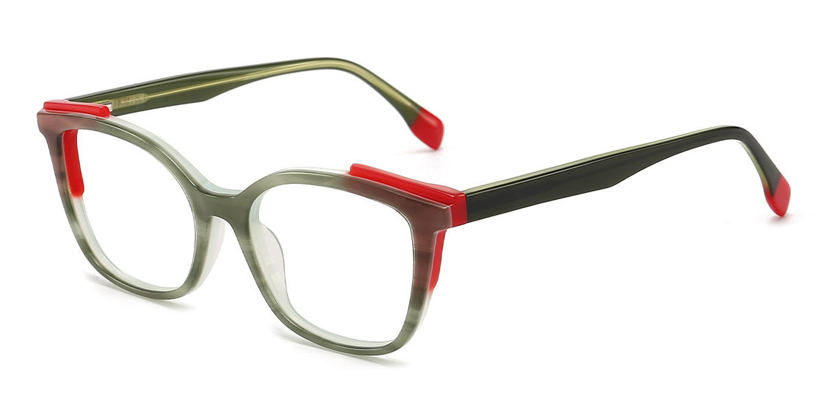 Green Stripes Blaine - Rectangle Glasses