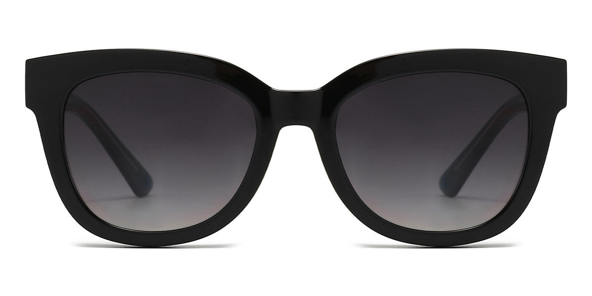Black Gradual Grey Kallen - Square Clip-On Sunglasses
