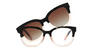 Black Tawny Gradual Brown Kallen - Square Clip-On Sunglasses