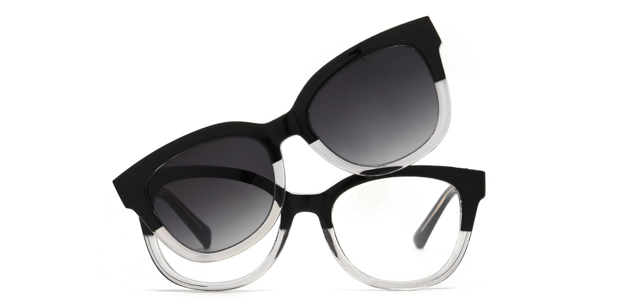 Black Transparent Grey - Square Glasses - Kallen