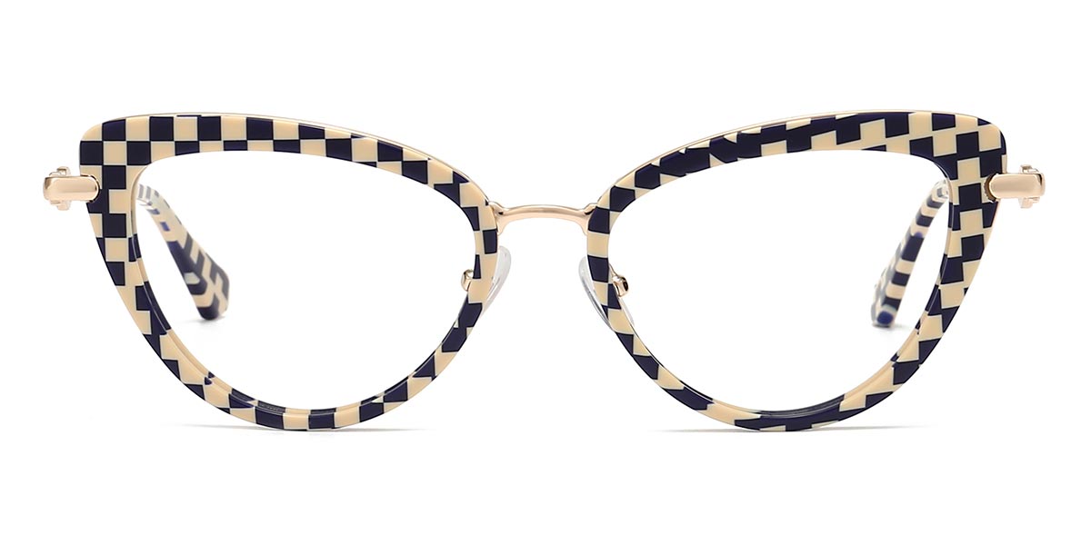 Checkerboard grid - Cat eye Glasses - Sunny