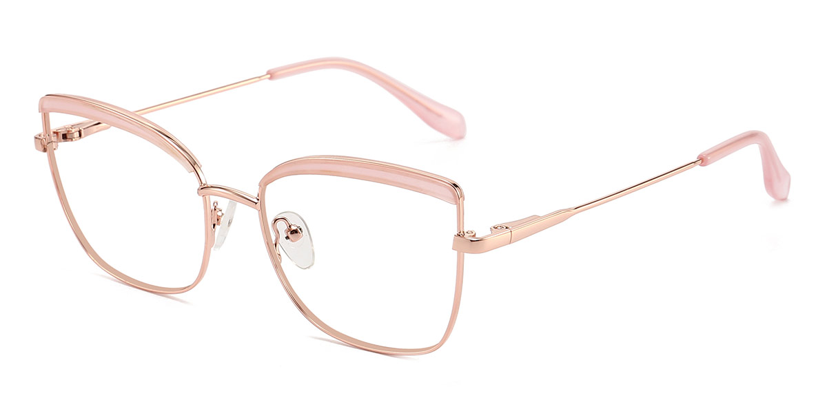 Rose Gold Pink Yahir - Rectangle Glasses