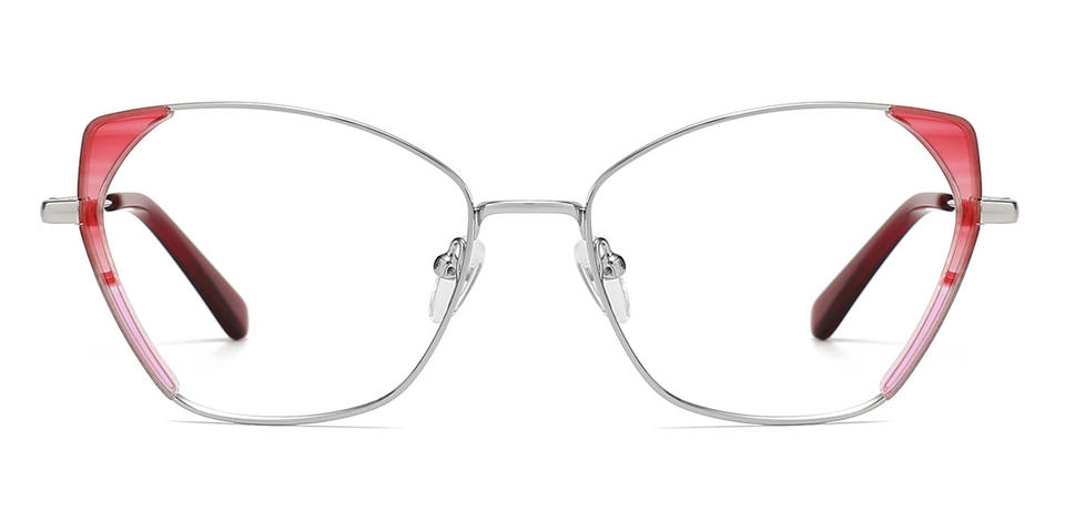 Silver Red Yunus - Rectangle Glasses