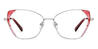 Silver Red Yunus - Rectangle Glasses