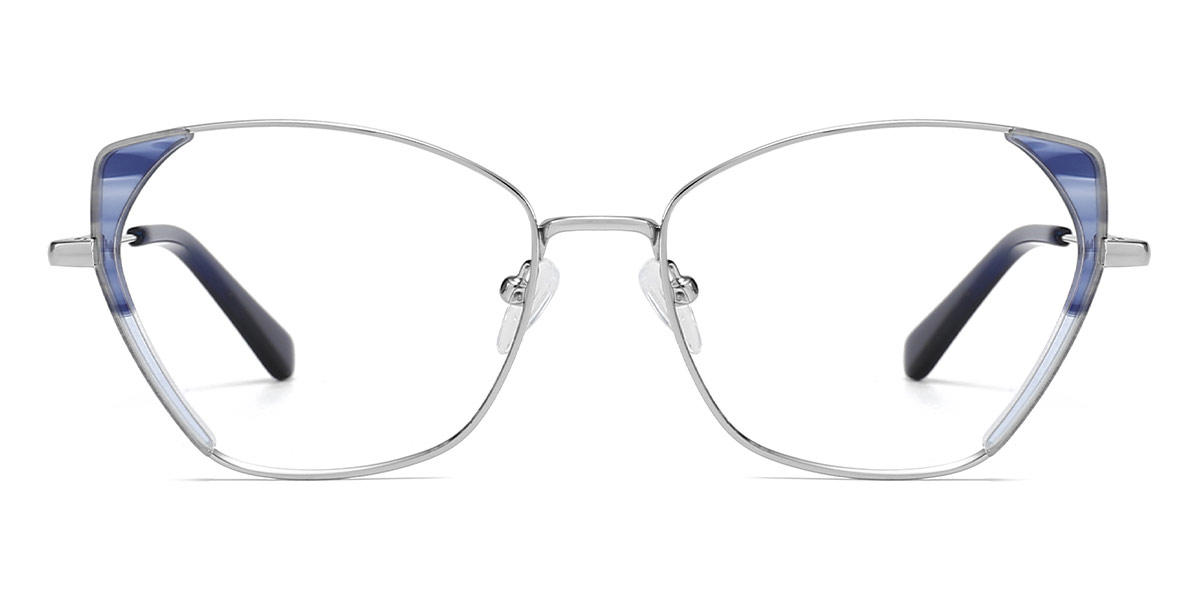 Silver Blue Yunus - Rectangle Glasses