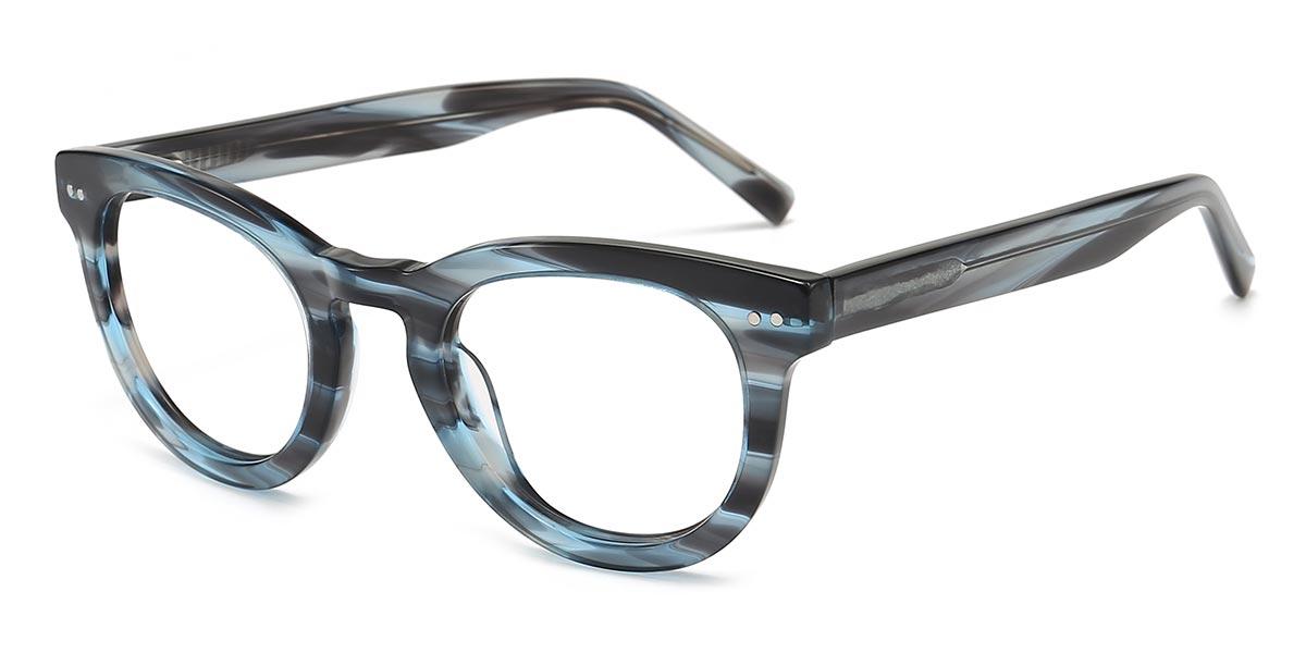 Blue Stripe Klara - Oval Glasses
