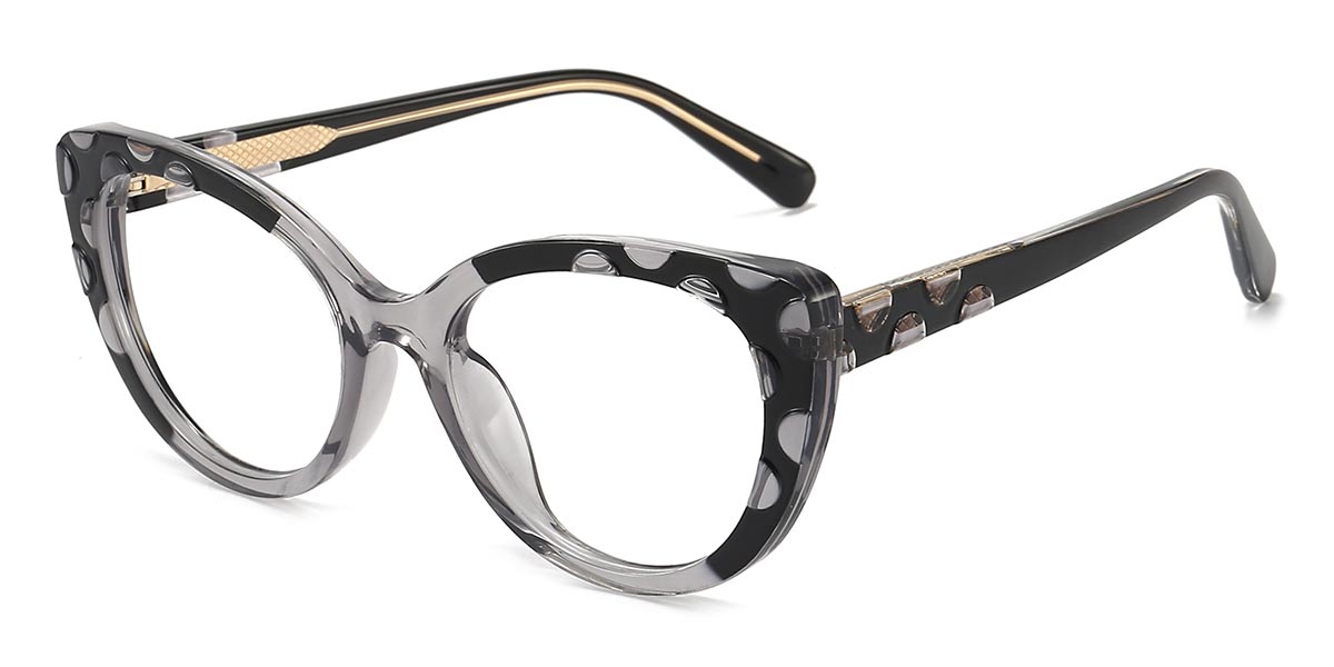 Black Grey Spots Nino - Cat Eye Glasses