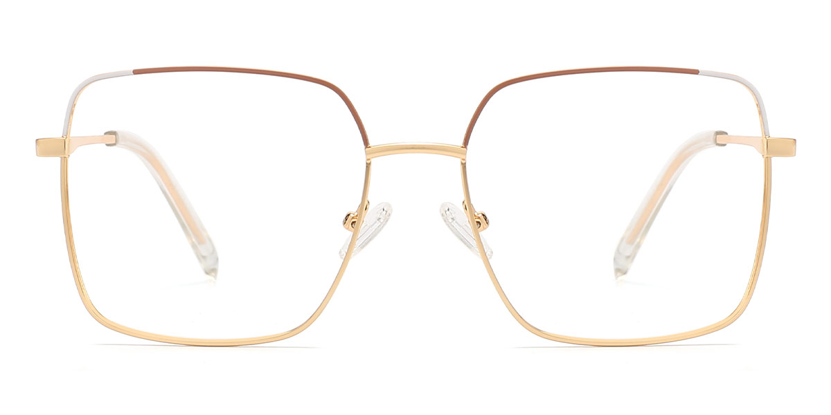 Gold White Brown Heitor - Square Glasses