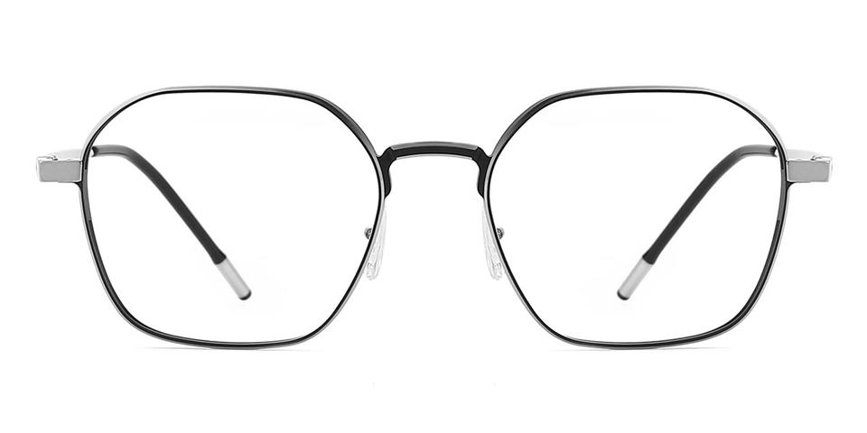 Black Silver Aasir - Rectangle Glasses