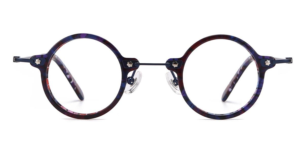 Purple Blue spot - Round Glasses - Angela