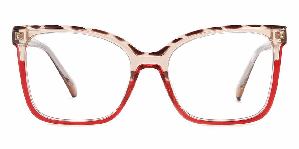 Red Brown Spots Davina - Square Glasses