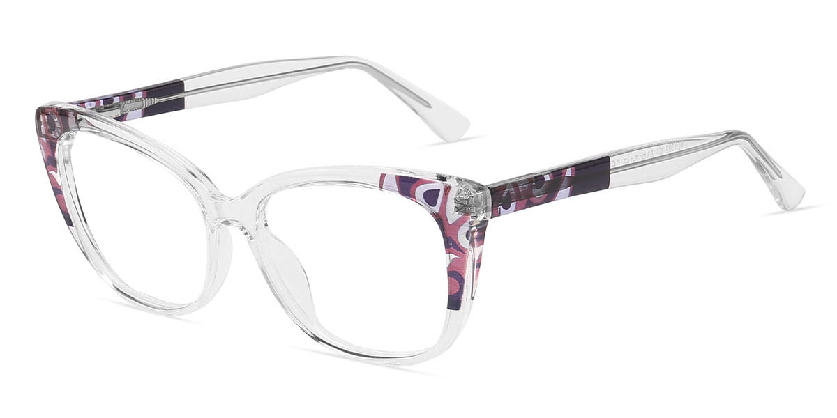 Clear Plaid Alice - Cat Eye Glasses