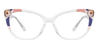 Clear Orange Blue Alice - Cat Eye Glasses