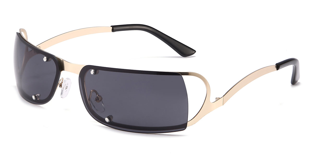 Gold Grey Ezekiel - Rectangle Sunglasses