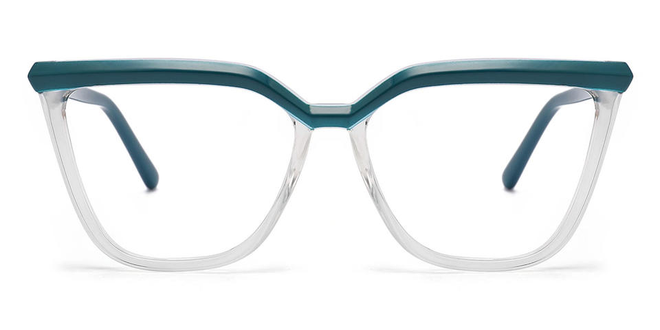 Deep Green Clear Khloe - Square Glasses
