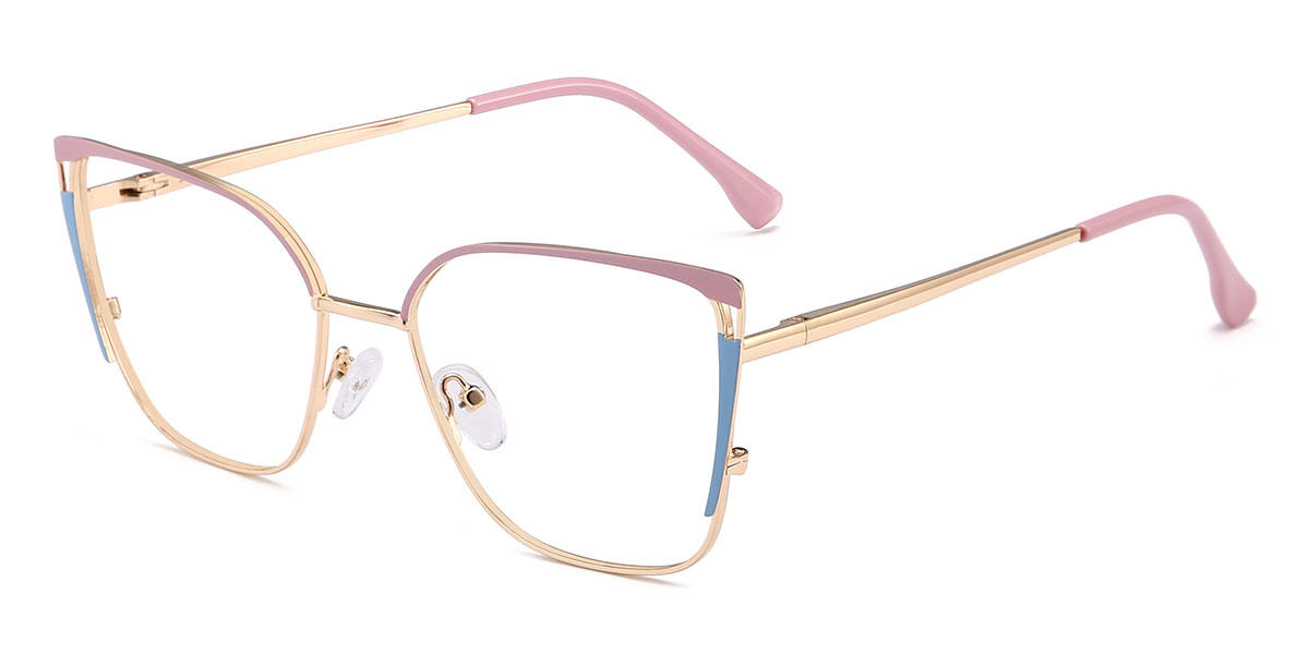 Gold Blue Pink Elli - Square Glasses