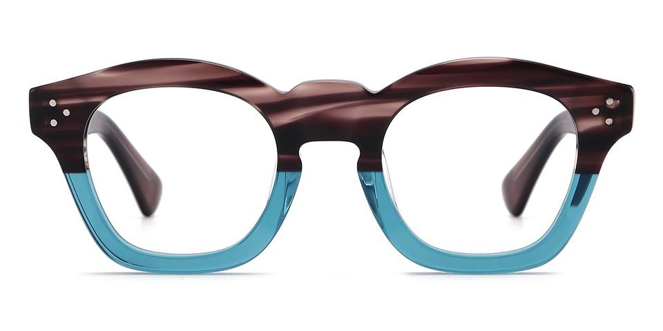 Blue Brown Stripes Jorge - Oval Glasses