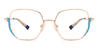 Gold Blue Trevor - Rectangle Glasses