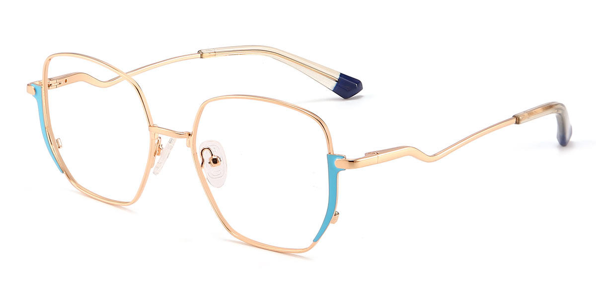 Gold Blue Trevor - Rectangle Glasses