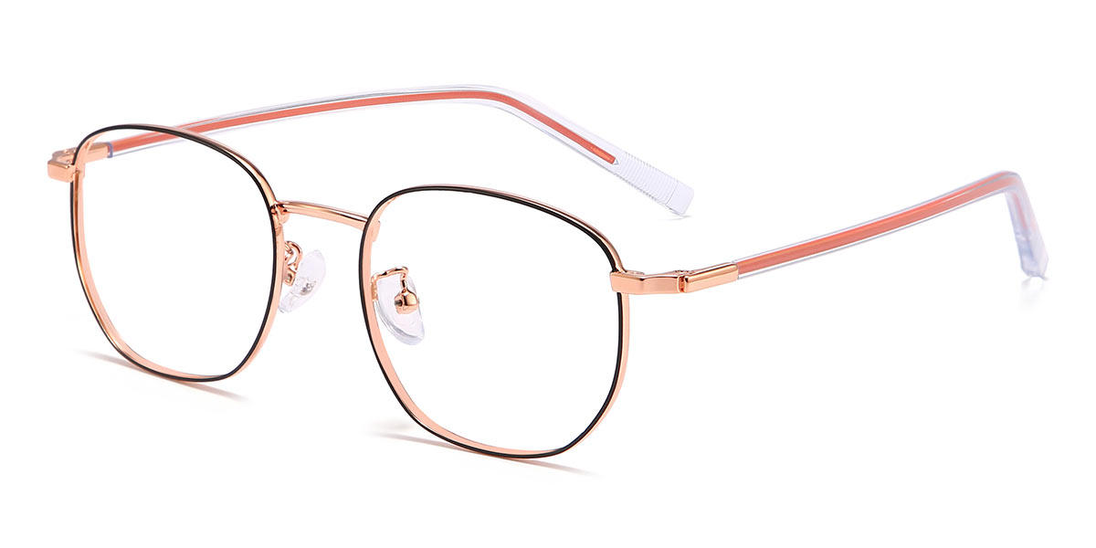 Rose Gold Black Yvette - Rectangle Glasses
