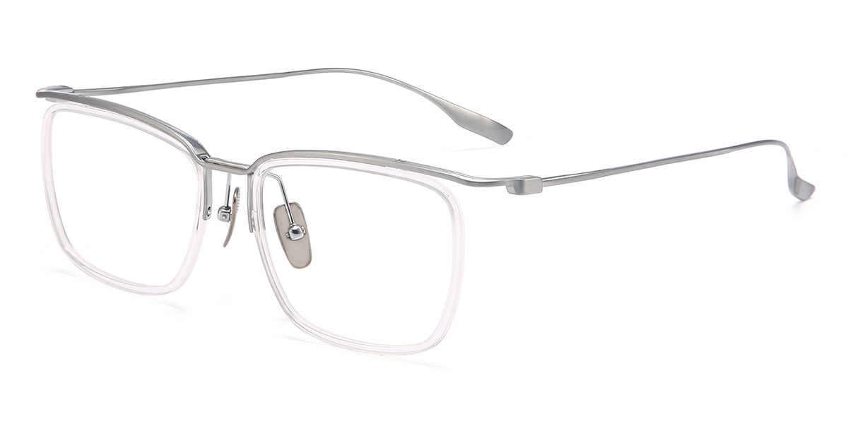 Silver Transparent - Rectangle Glasses - Iliana