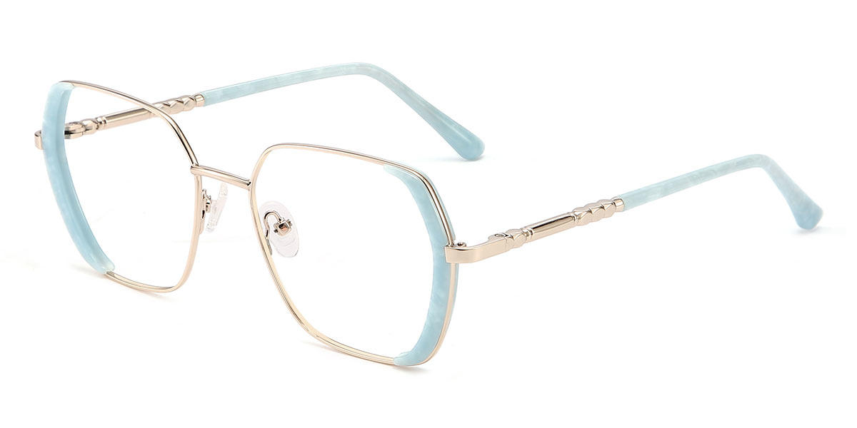 Gold Blue Ariana - Rectangle Glasses
