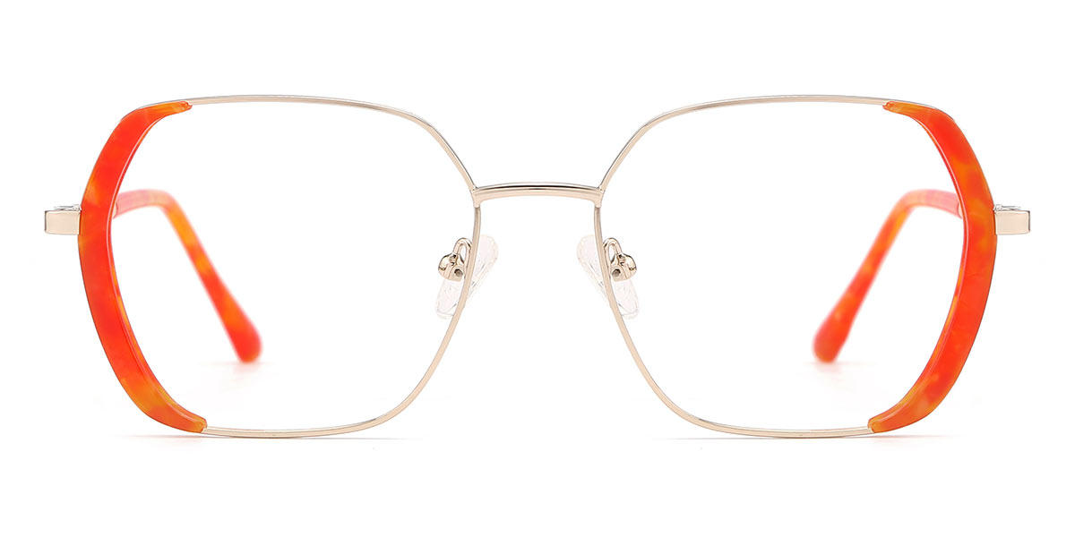 Gold Orange Ariana - Rectangle Glasses