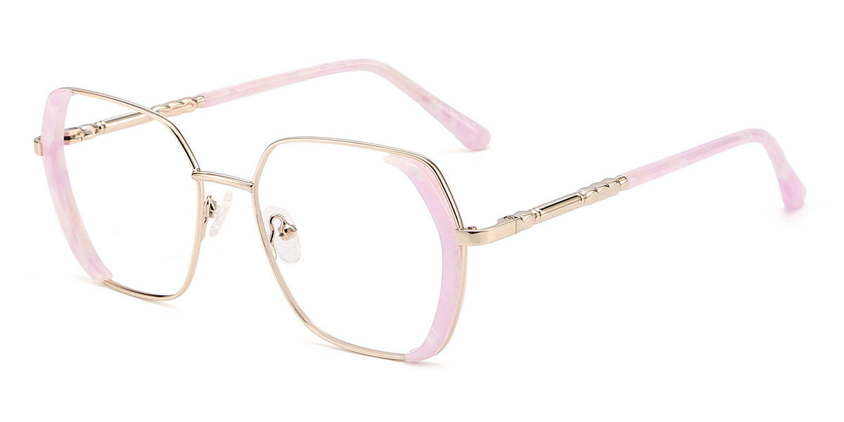 Gold Pink Ariana - Rectangle Glasses