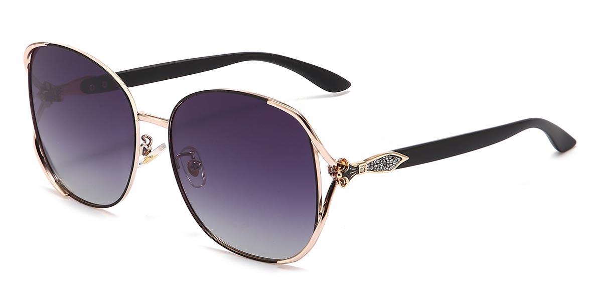 Black Gradual Purple Adeline - Square Sunglasses