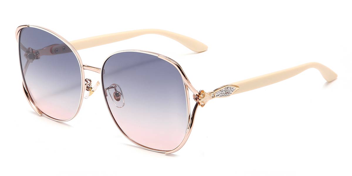 Gold Bule Pink - Square Sunglasses - Adeline