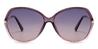 Grey Pink Gradual Purple Alina - Oval Sunglasses
