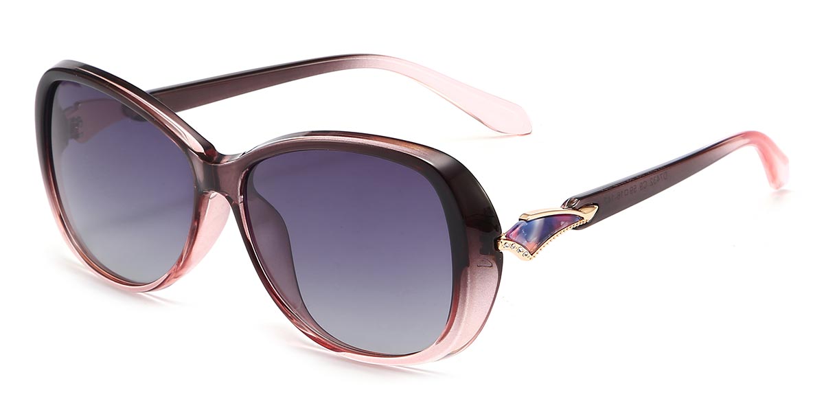Grey Pink Gradual Purple - Oval Sunglasses - Emmett