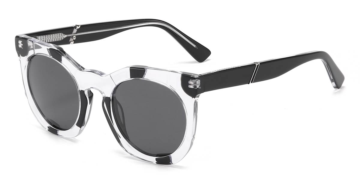Transparent Black Grey - Oval Sunglasses - Anthony
