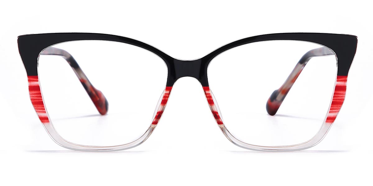 Black Red Transparent - Cat eye Glasses - Autumn