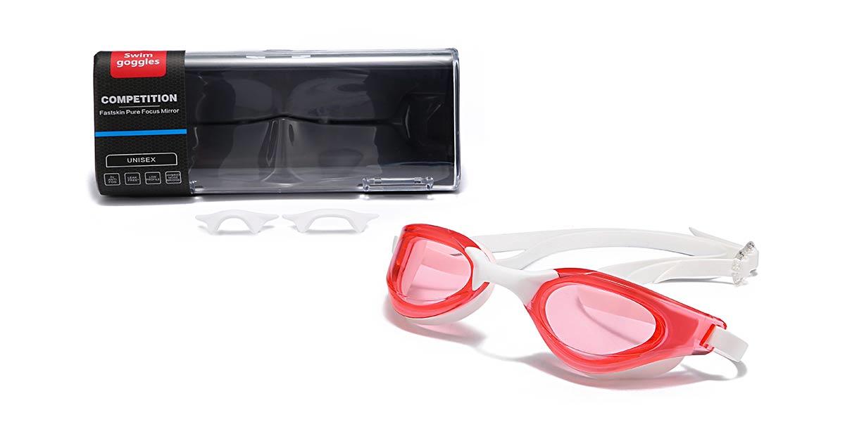 White Pink Ruby - Swimming Goggles Glasses