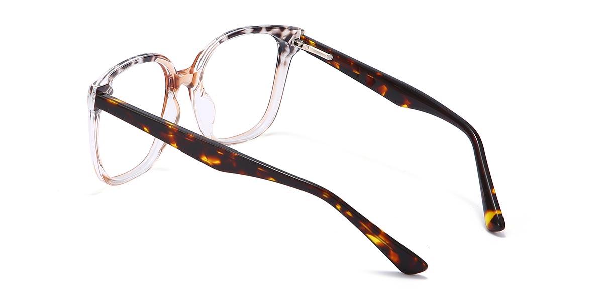 Coral Brown Spots Huck - Square Glasses
