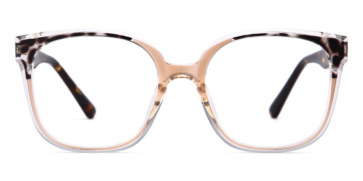 Coral Brown Spots Huck - Square Glasses