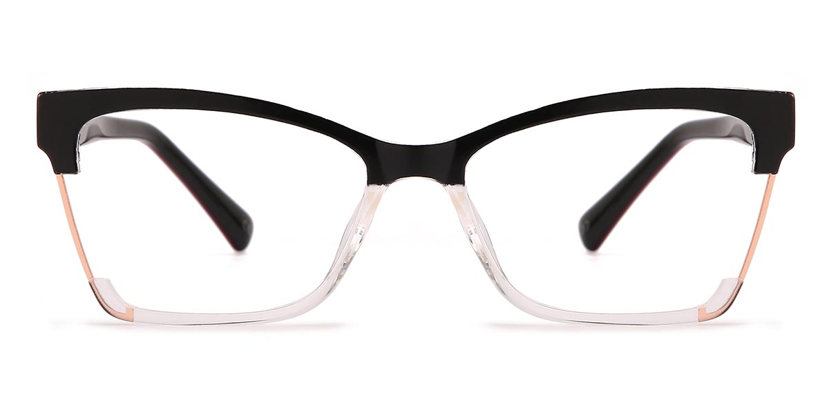 Black Transparent - Rectangle Glasses - Jenna