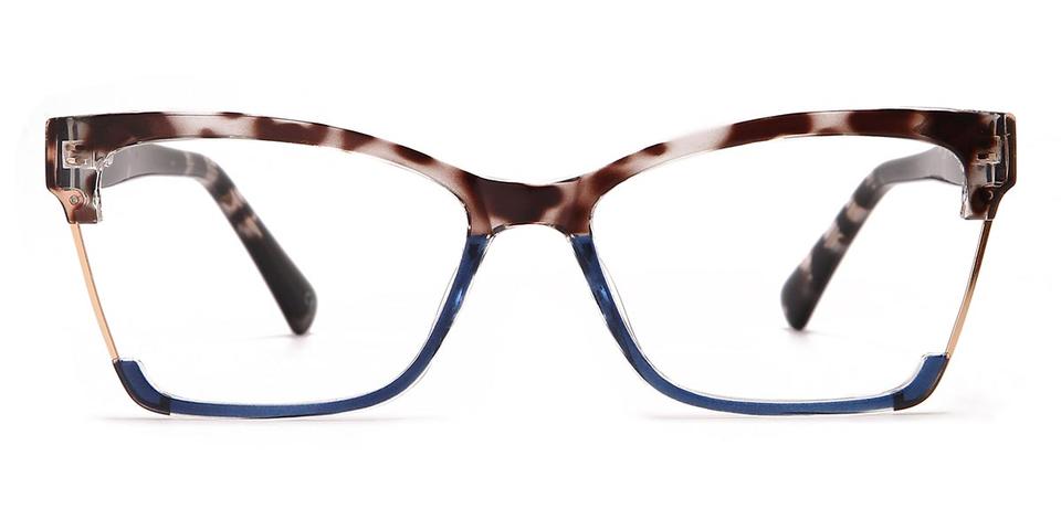 Blue Brown Spots Jenna - Rectangle Glasses