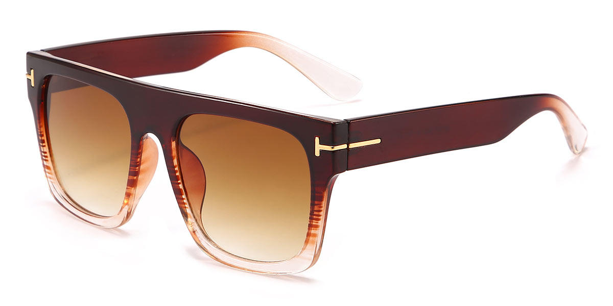 Brown Gradual Brown Alaina - Square Sunglasses
