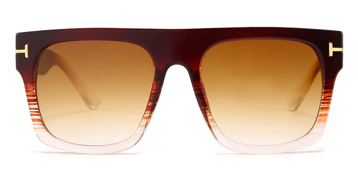 Brown Gradual Brown - Square Sunglasses - Alaina