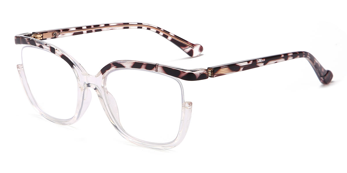Grey Stripe Clear Matteo - Square Glasses
