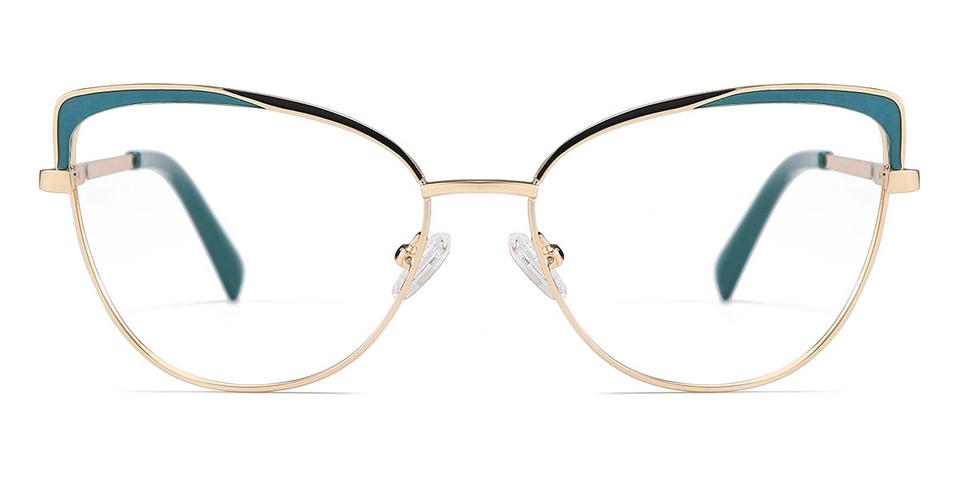 Gold Cyan Laila - Cat Eye Glasses
