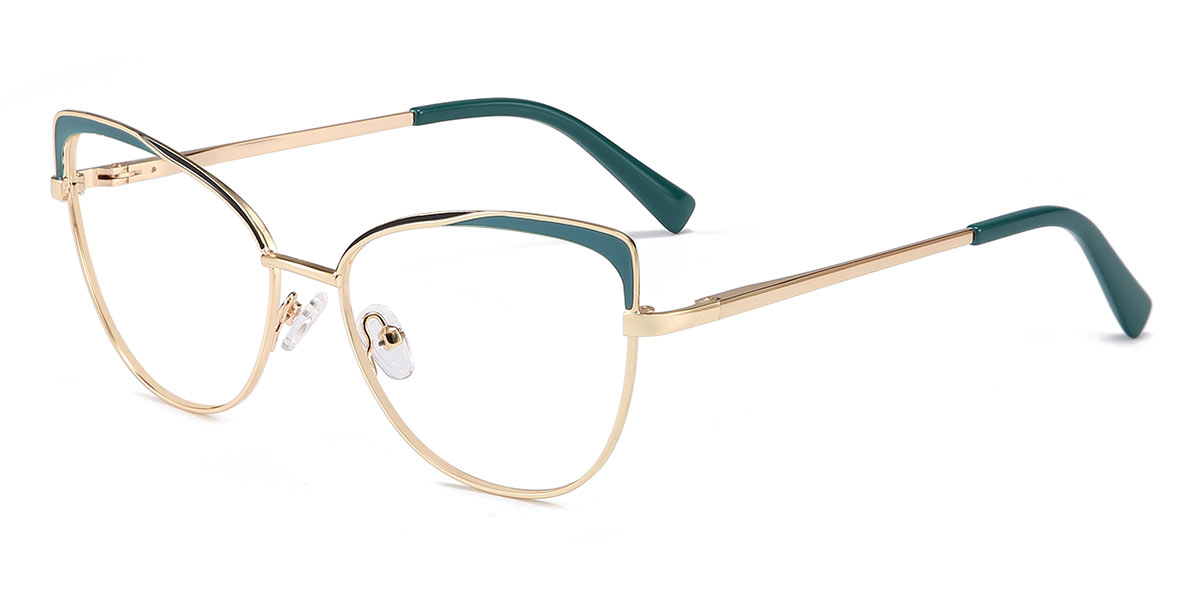 Gold Cyan Laila - Cat Eye Glasses